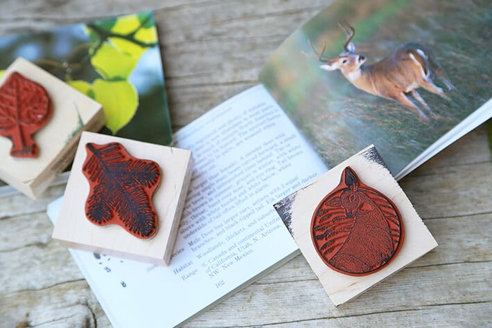Nature stamps for fabric bunting