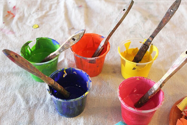 Paint colors for monochrome art project for kids