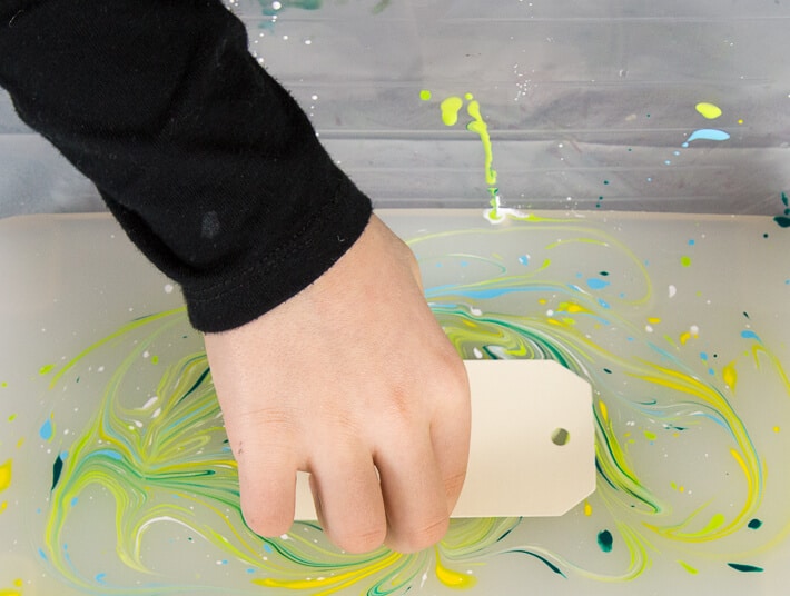 Paper Marbling with Acrylic Paint - Add paper