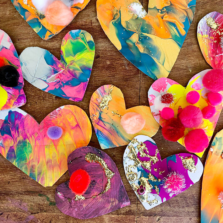 Cardboard Painted Valentines – the perfect process art ideas for Valentine's Day!