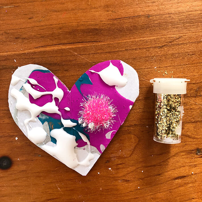 Glueing u0026 glittering cardboard diy heart valentines