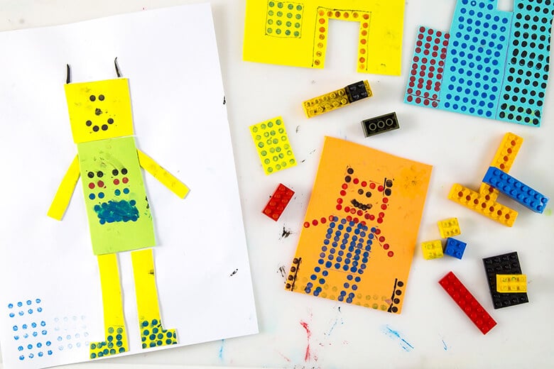 Create LEGO portraits with LEGOs & stamp pads
