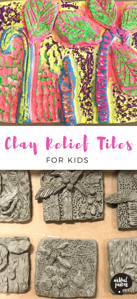 Create gorgeous decorative tiles with air drying clay and a surprising method for adding color. This is a fool-proof project for novice potters. And best of all - no firing required! #sensory #artsandcrafts #kidsart #clay #clayprojects #kidsclayart #airdryclay #kidssculpture