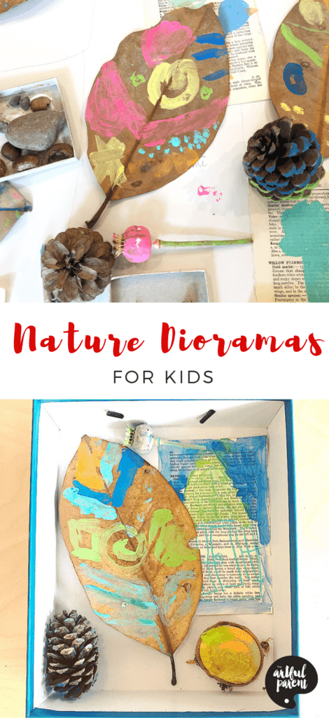  Gather pinecones, leaves and seed pods on a nature walk. Then paint and assemble these materials with this fun nature diorama project for kids. Project and post by Kiera Gladstone. #sensory #sensoryactivities #artsandcrafts #kidscrafts #preschoolers #toddlers #springcrafts #wintercrafts #summercrafts #fallcrafts #fallcraftsforkids #craftsforkids
