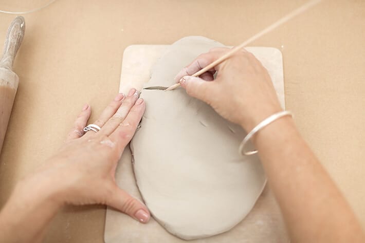 Step 2 – Cut clay for clay relief tiles