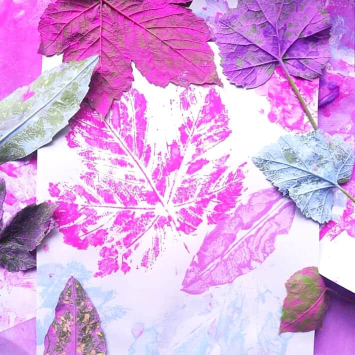 Create beautiful leaf prints in nature based art ideas for kids