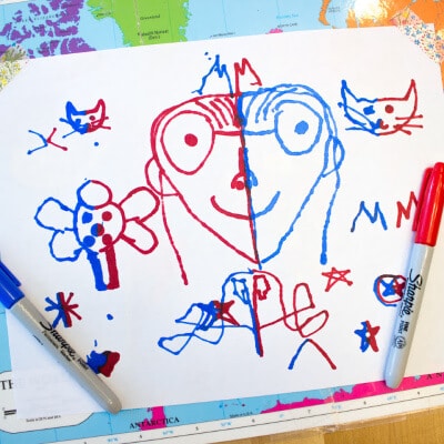 Double-doodle drawing with kids on the Pink Stripey Socks blog
