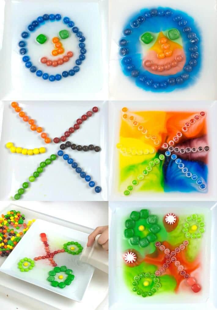 Dissolving Candy Art - Before and after the candy coatings dissolve in water