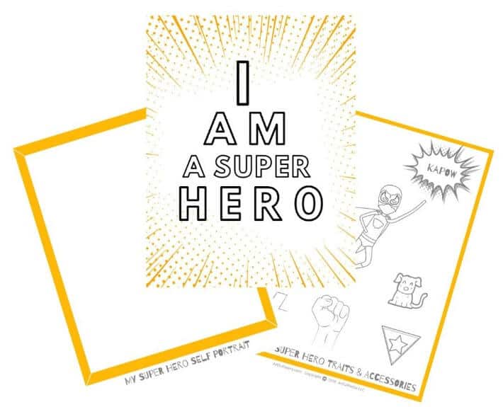 Printable Drawing Invitations for Kids to Make Their Superhero Self Portraits