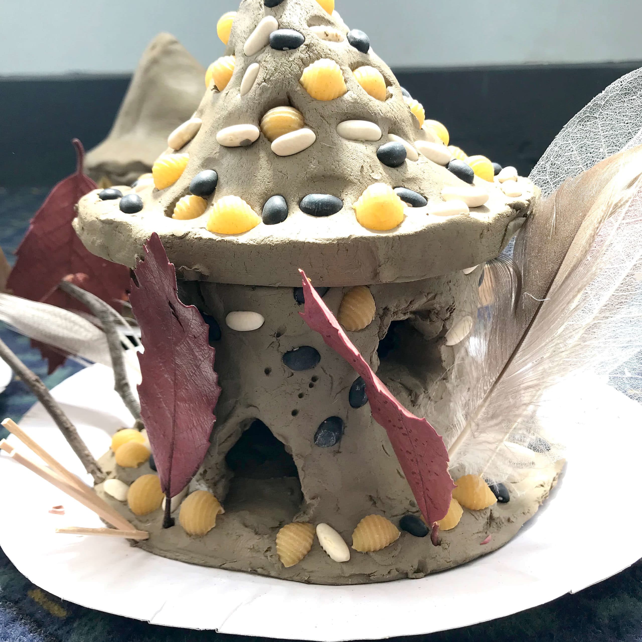 How to make a fairy house with clay, beans, and pasta