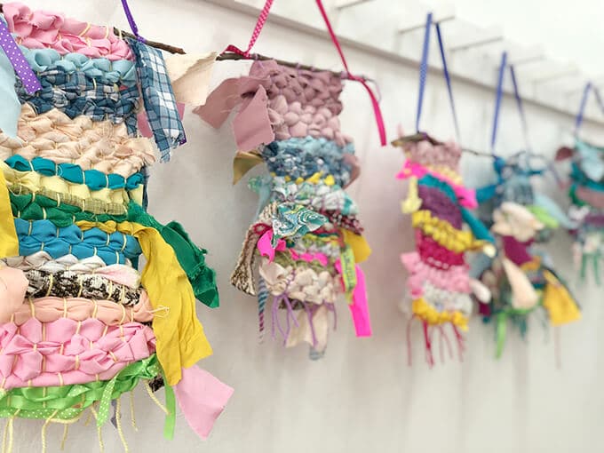 Fabric weaving for kids hanging on wall