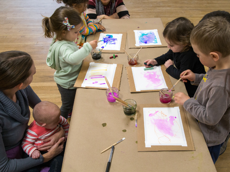kids painting together
