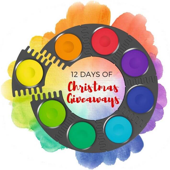 12 Days of Christmas Giveaways Header Image with Watercolor Wreath