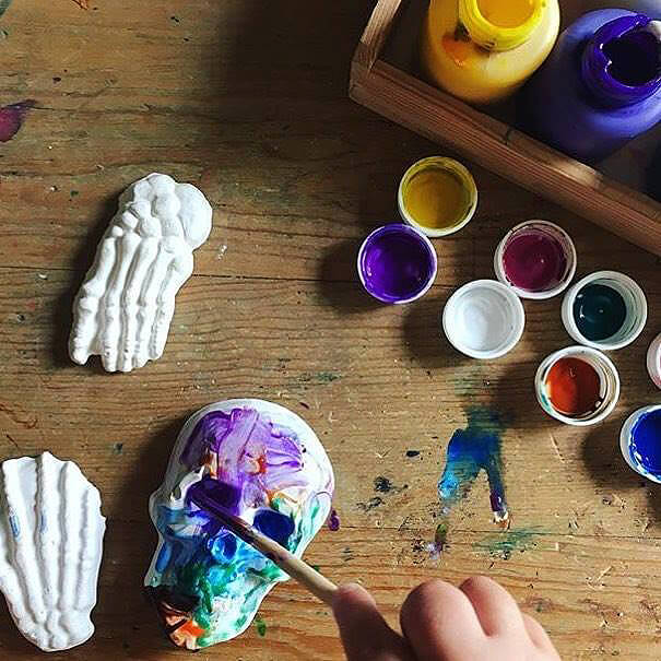 Skull painting with kids