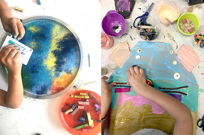 Chalk art and miro mask art projects by Redviolet Studio