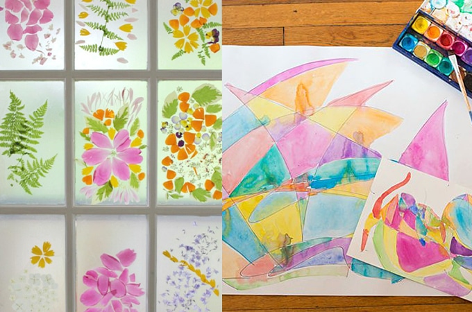 Flower stained glass window + scribble art painting project_The Artful Parent
