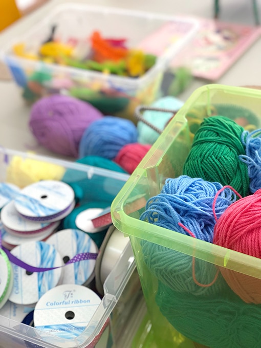 Supplies for cardboard yarn weavings for kids