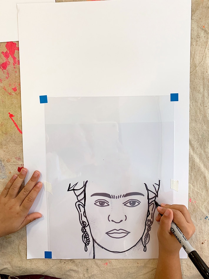 Kids drawing prompt – drawing portraits of Frida