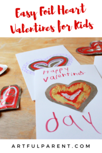 Easy Foil Heart Valentines for Kids from The Artful Year