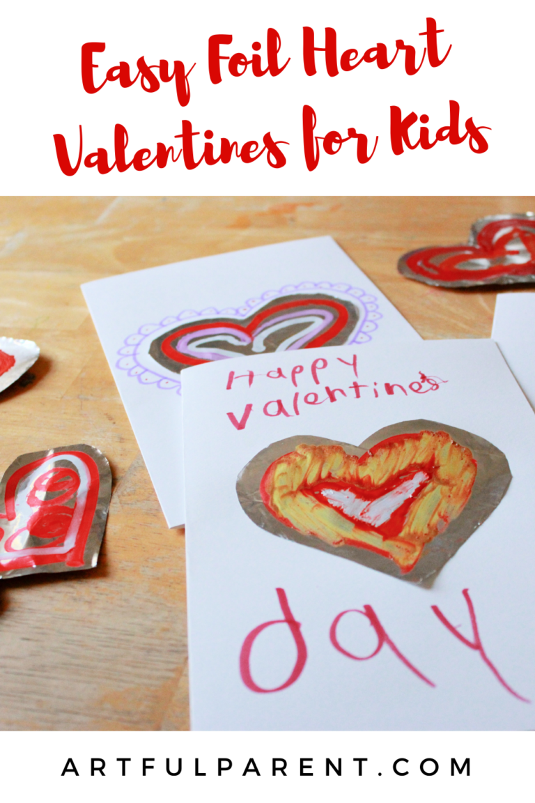 Easy Foil Heart Valentines for Kids from The Artful Year