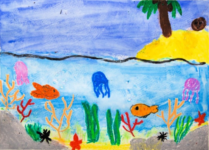 Easy Oil Pastel Watercolor Project for Kids - The Kindergarten