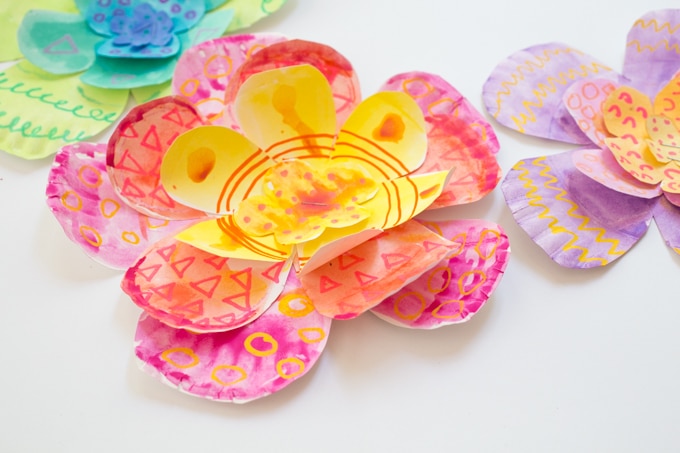 Watercolor Art Activities for Kids - Giant Paper Plate Flowers