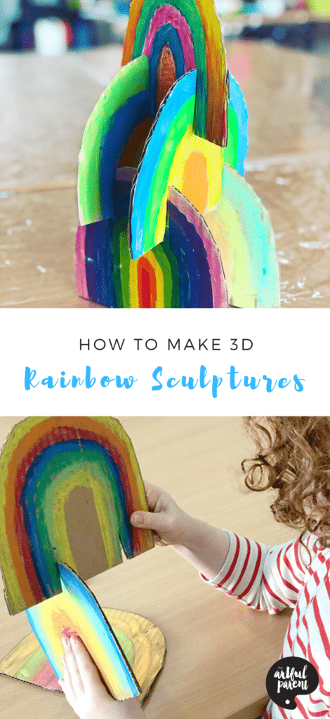 How to Make 3D Rainbow Cardboard Sculptures _ Pinterest