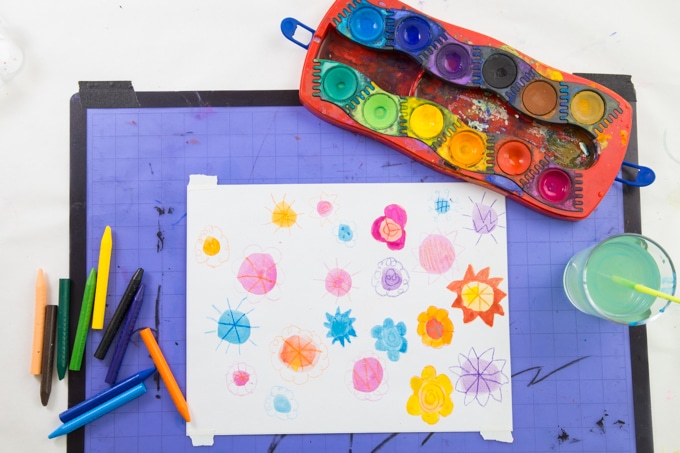 Watercolor Art Activities for Kids - Doodle Flowers 3
