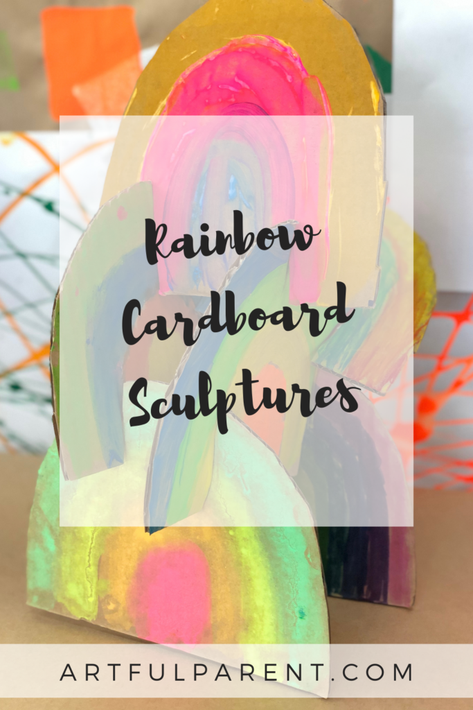 rainbow cardboard sculptures