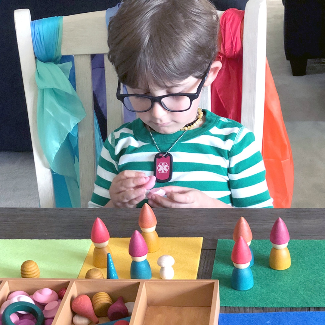 creative preschool activities with wooden loose parts play.
