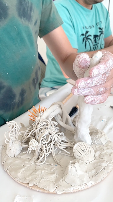 Clay coral reef sculpture