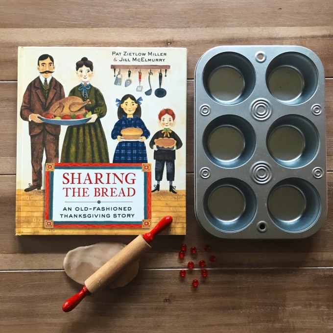 Sharing the Bread book with muffin tin and rolling pin