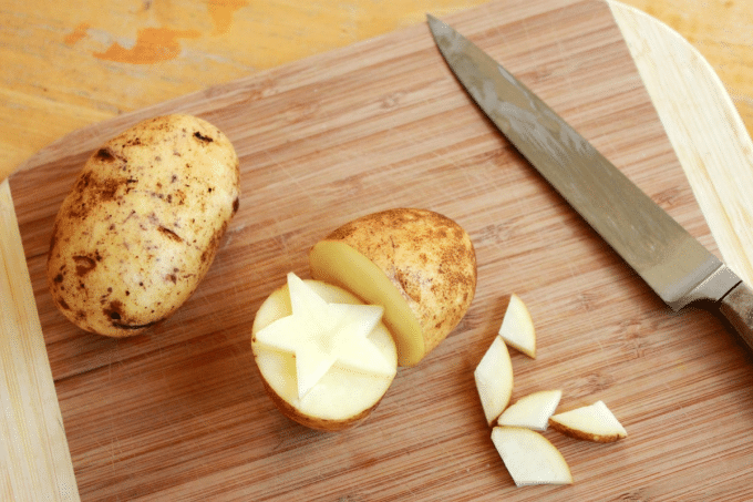 knife and potatoes for printing