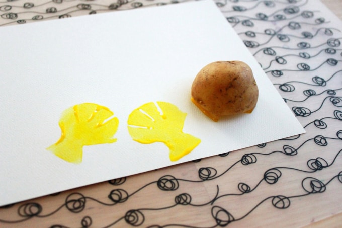 Seashell potato printmaking