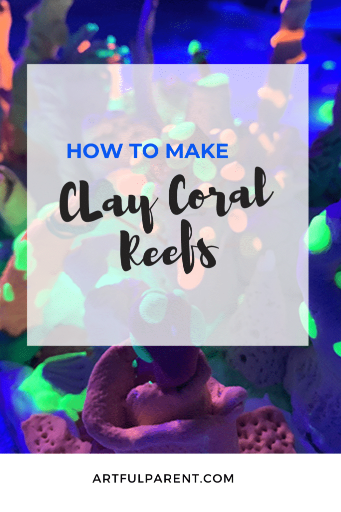 Create a glow in the dark coral reef with air dry clay and paint under a black light.
