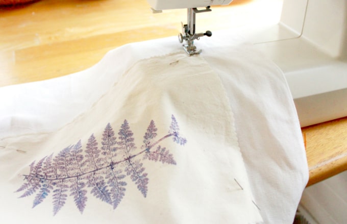 Sewing machine and fabric with fern print