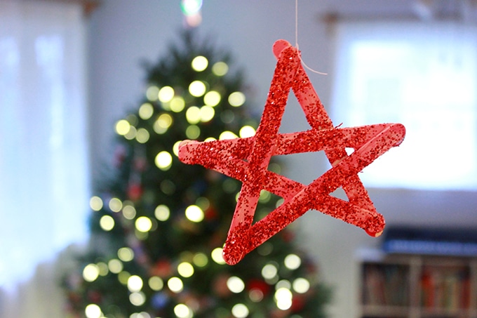 Popsicle Stick Glitter Stars - homemade christmas ornaments