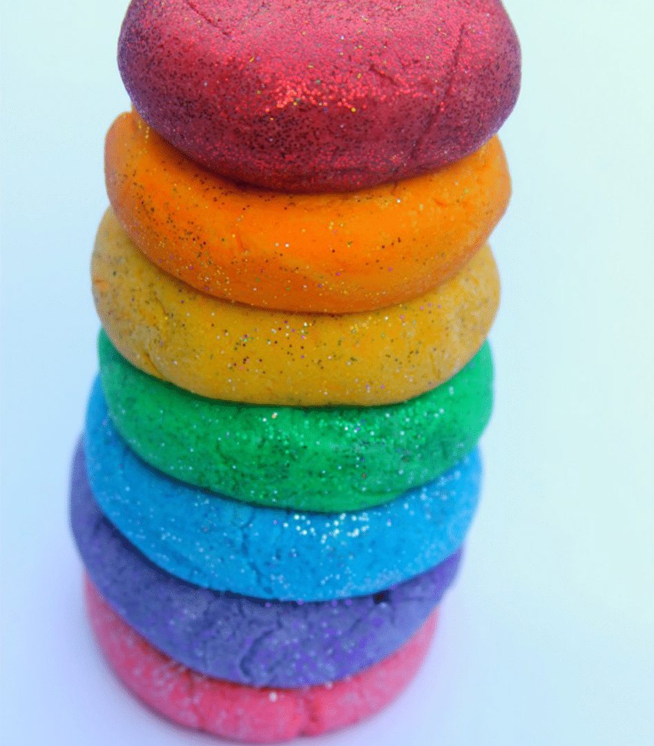 Rainbow Glitter Dough from Imagination Tree