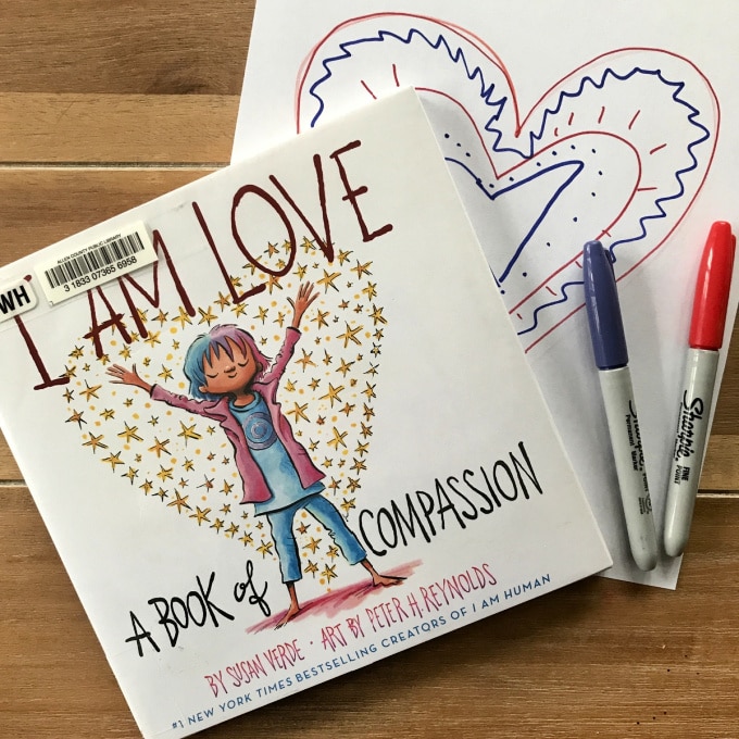 I Am Love book with markers and heart