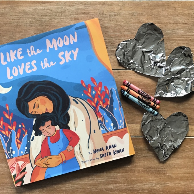 Like the moon loves the sky book and tin foil hearts