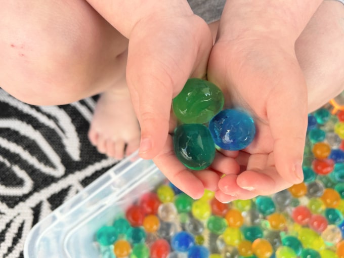 large beads in children's hands