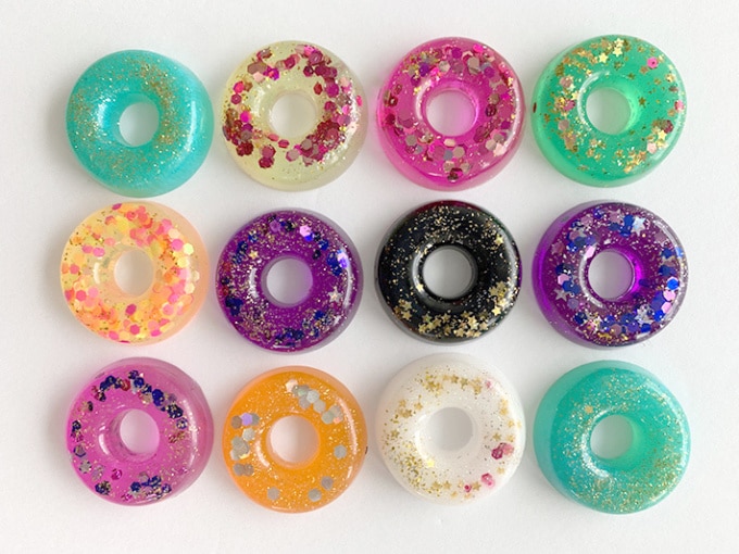colorful and sparkly resin circles