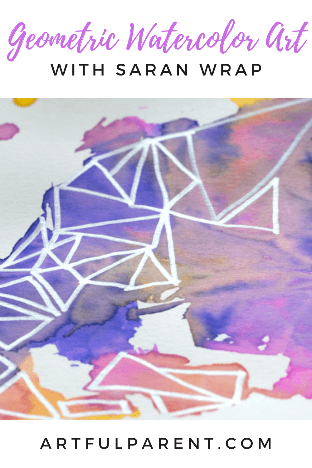 How to Make Geometric Watercolor Art with Saran Wrap