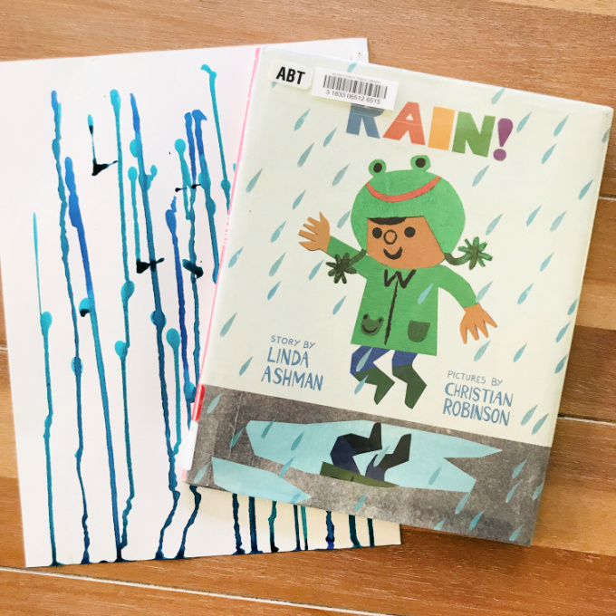 Rain! book and drip painting_Children's Books for Spring