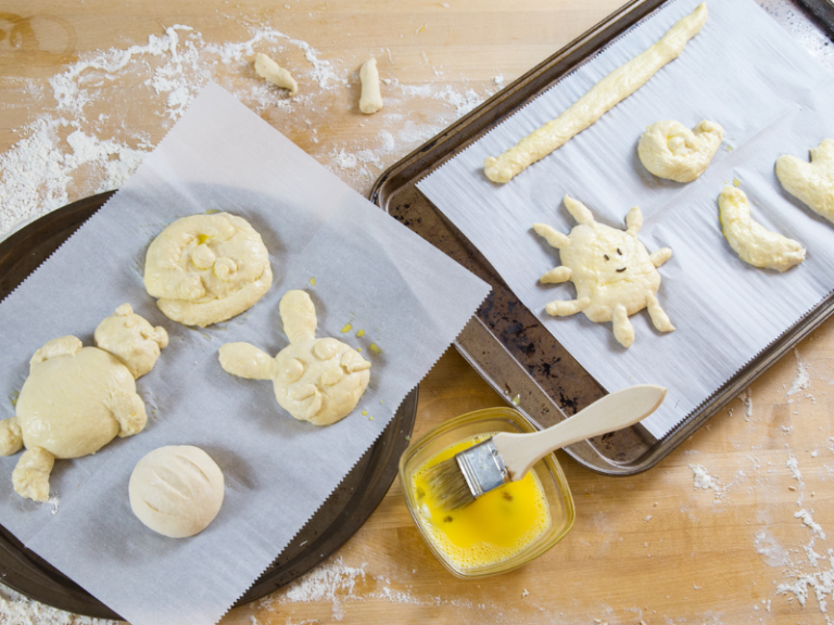 bread shapes with egg wash