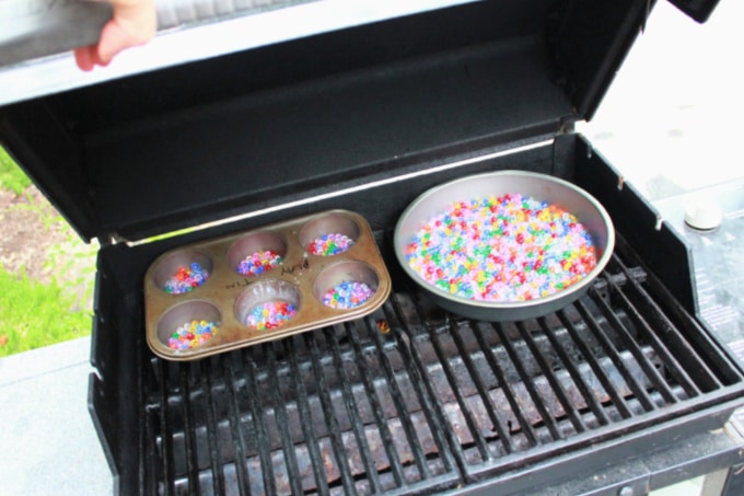 melting beads on grill
