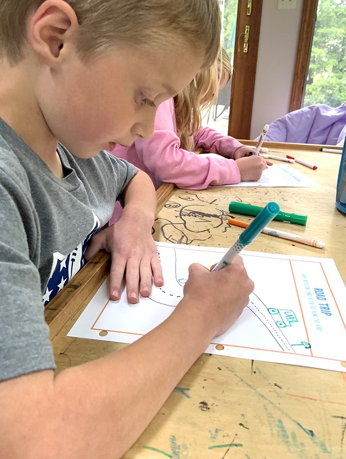 Child using drawing prompt