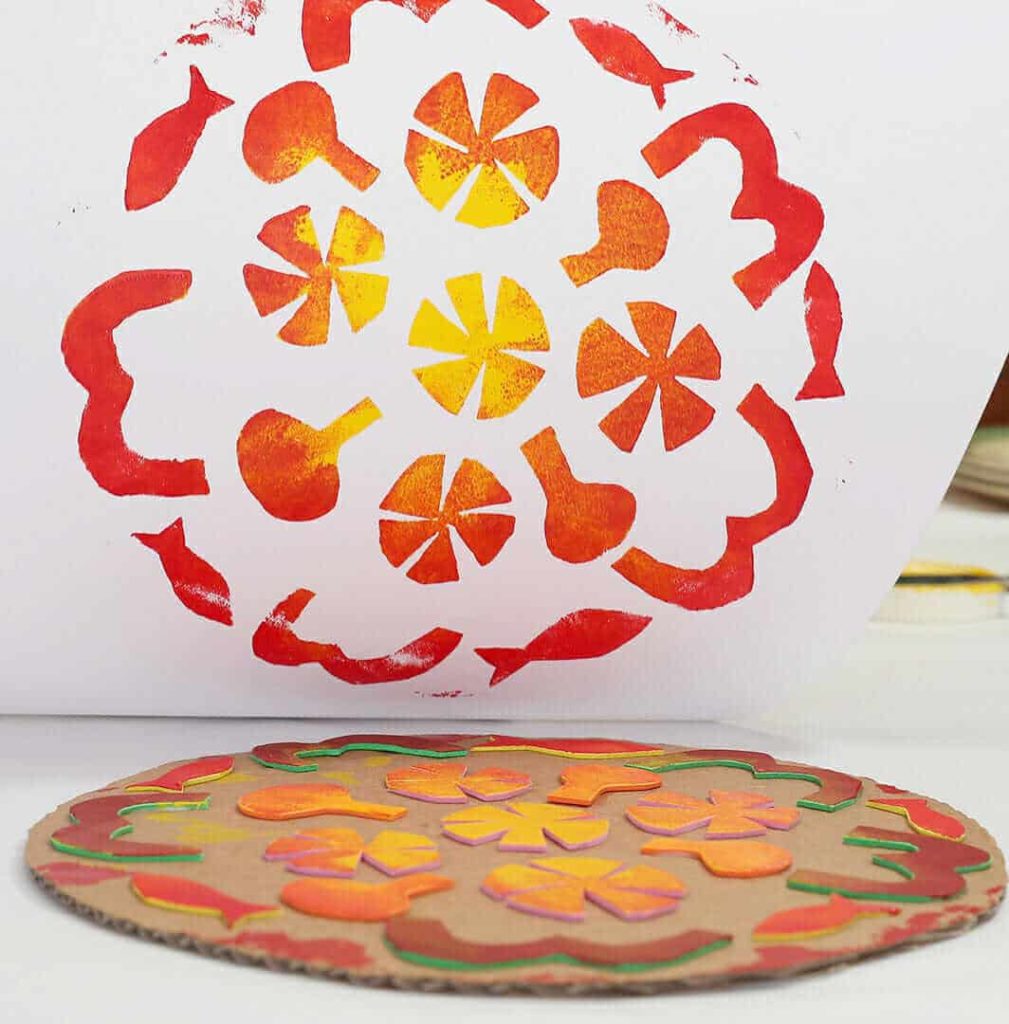 mandala printmaking for kids