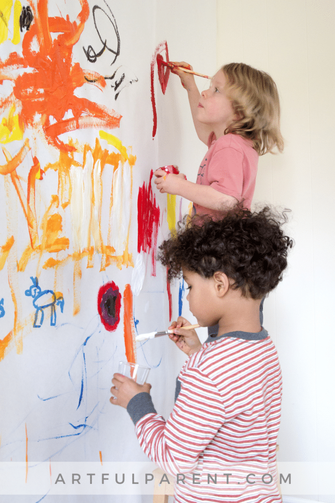 Kids painting art mural
