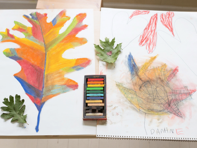 Gorgeous Fall Leaf Chalk Pastel Art Kids Can Make - Projects with Kids